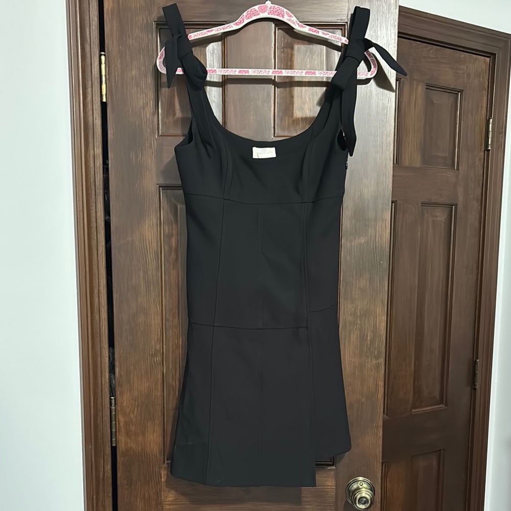 Black Tie-Shoulder Mini Dress